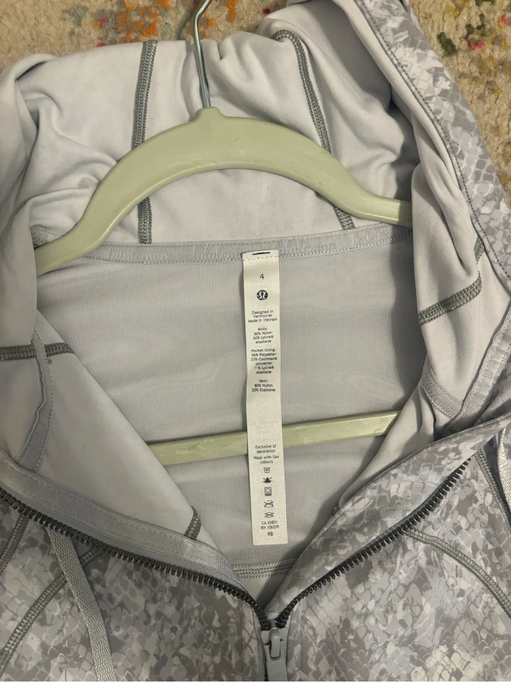 lululemon athletica Light Gray Printed Full-Zip Hoodie